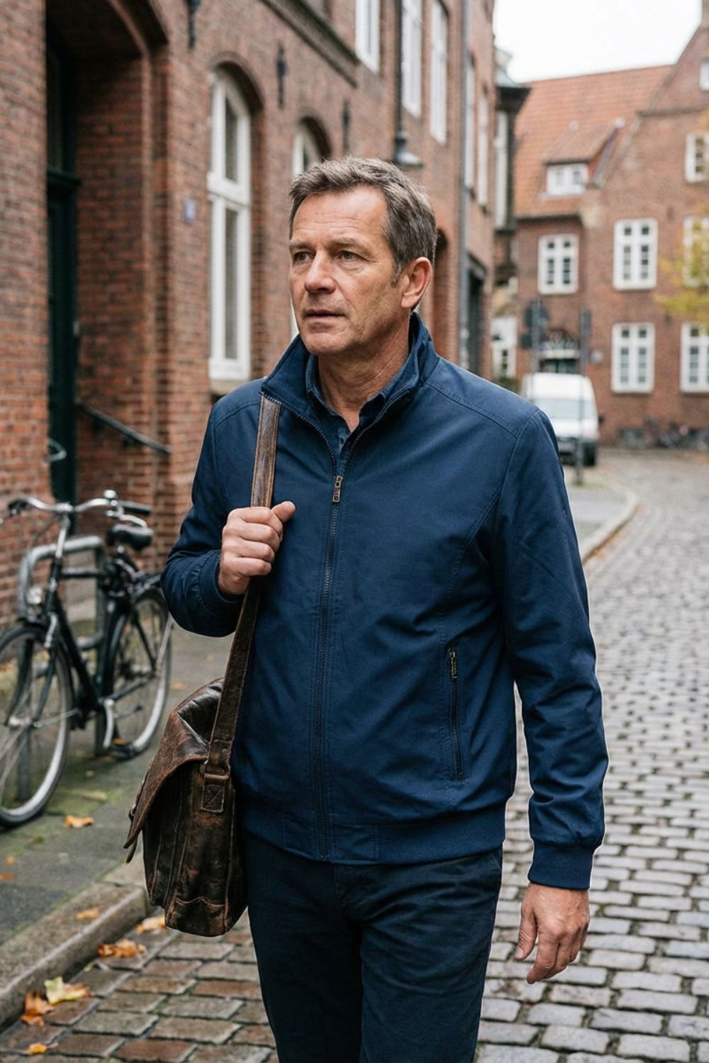 Men's Jacket with Stand-Up Collar and Zip