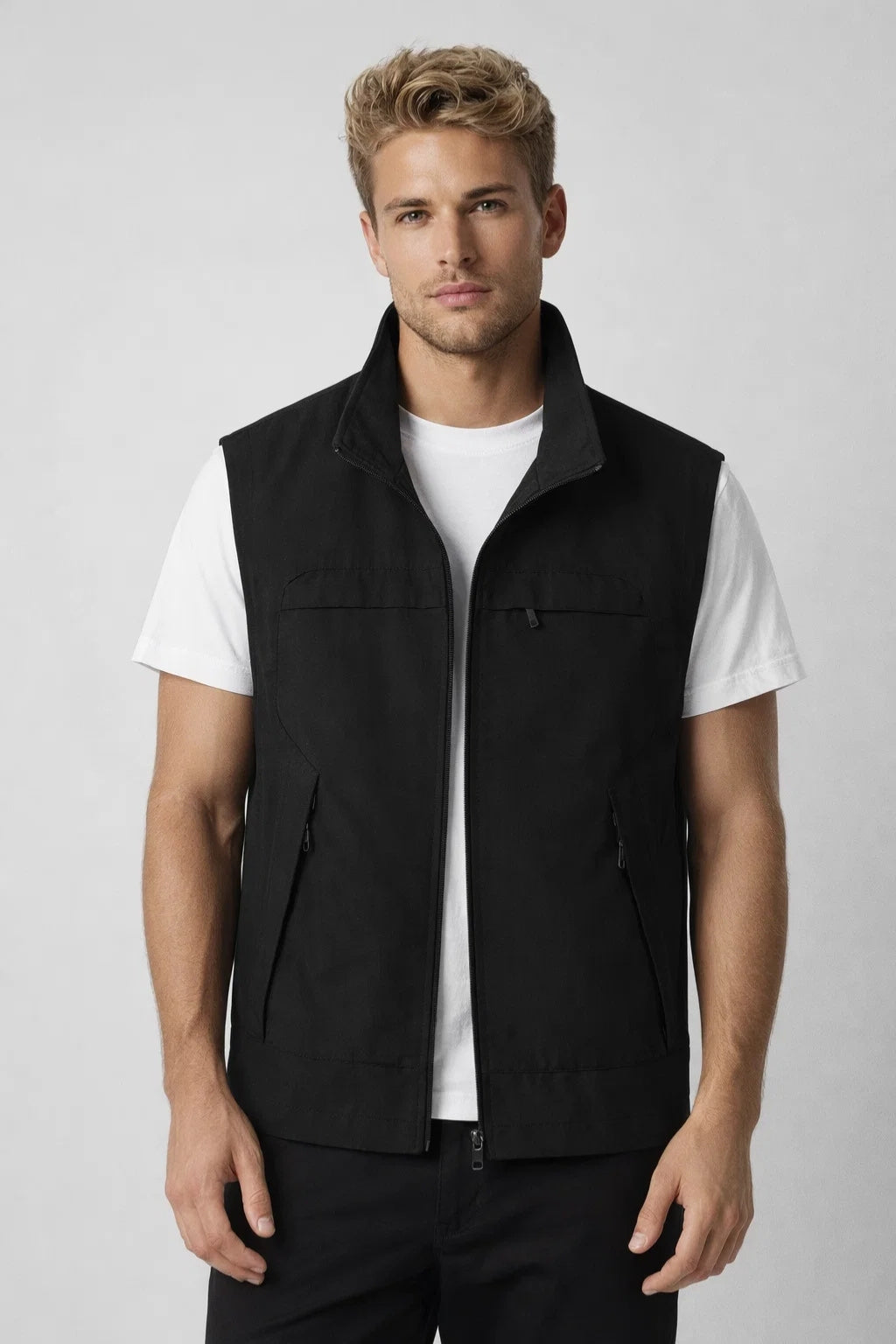 Men's zip front vest for everyday layering