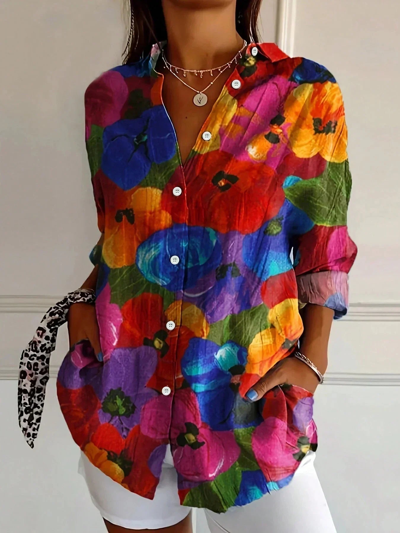 Women's Blouse Abstract Print Relaxed Fit Long Sleeve Casual