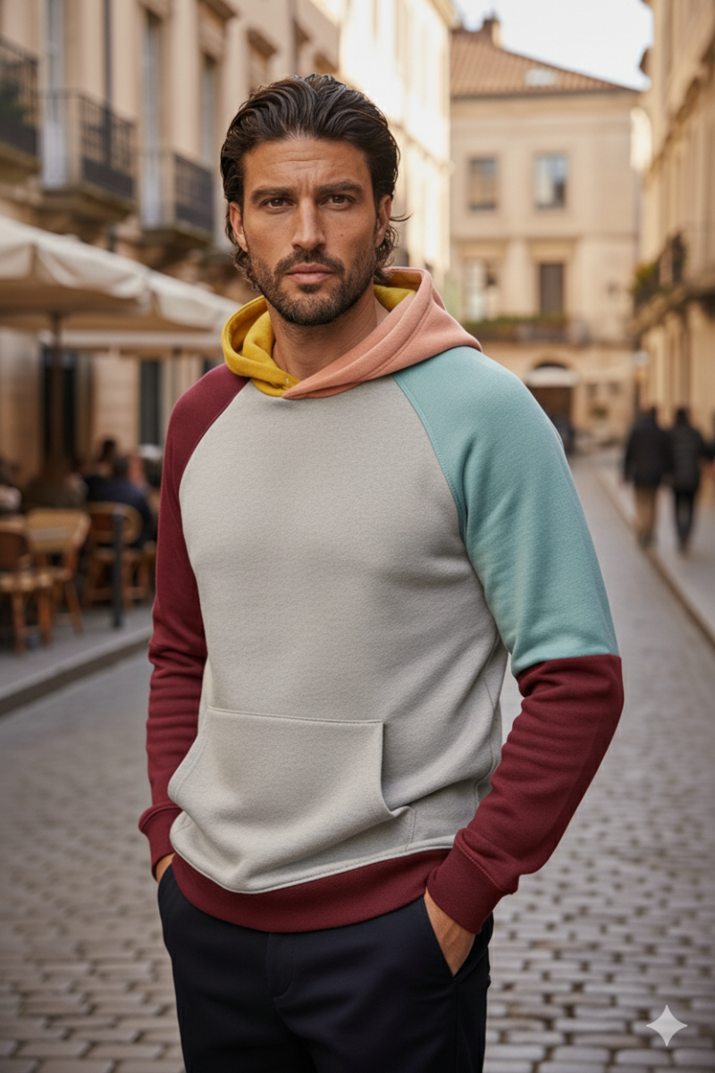 Cotton hoodie regular fit front view menswear