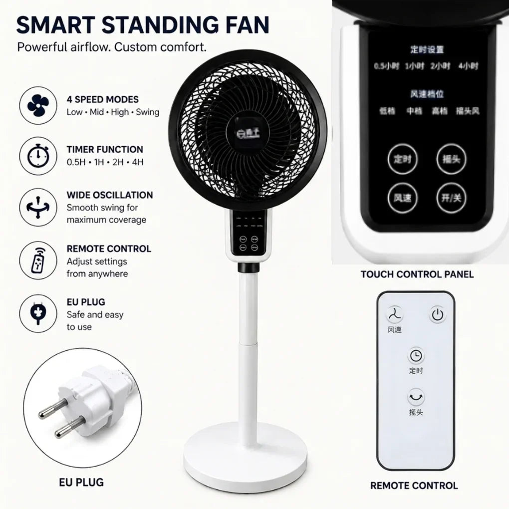 Adjustable Pedestal Fan 3D Oscillation - Quiet, Energy Efficient, Home Use