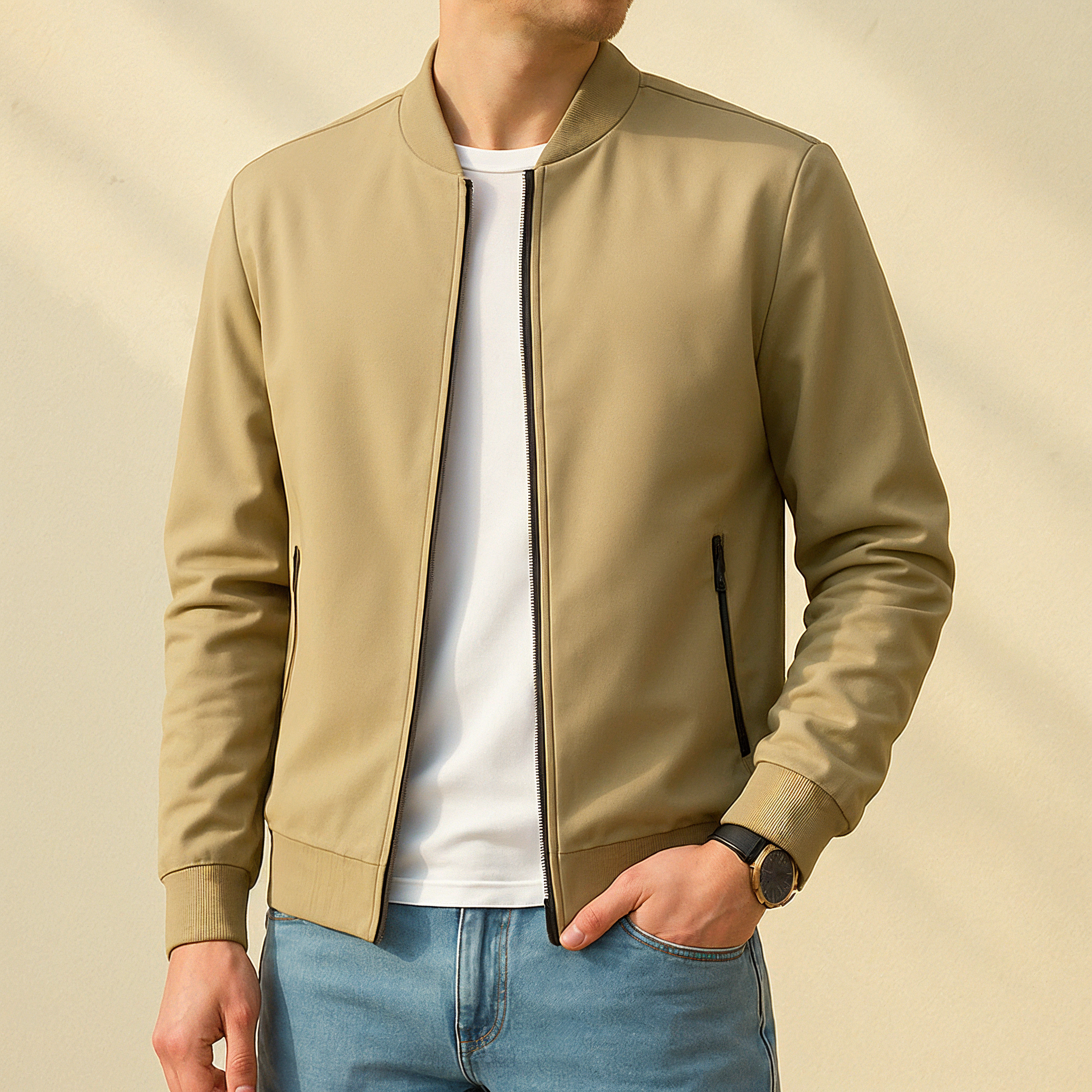 Casual bomber with elasticated waistband regular fit men
