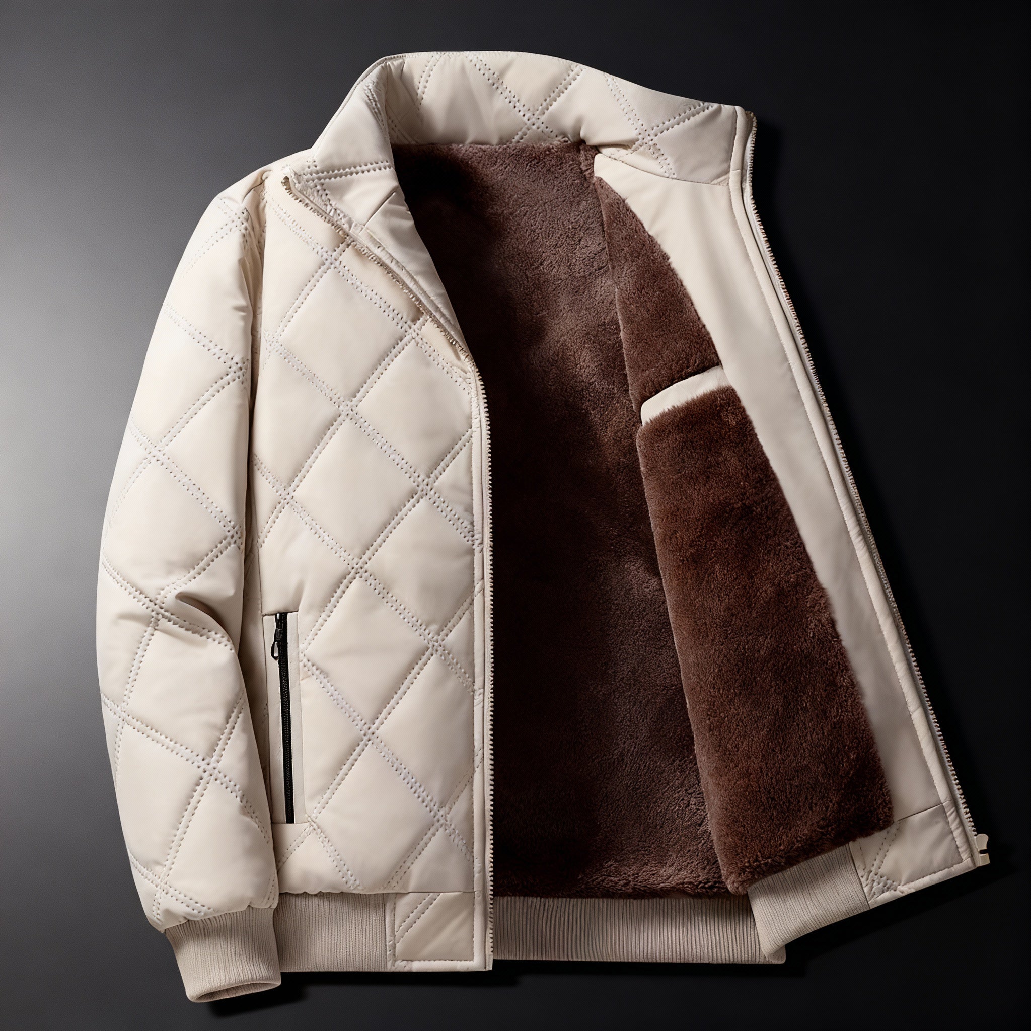 Men's Winter Jacket with Fleece Lining and Quilted Exterior