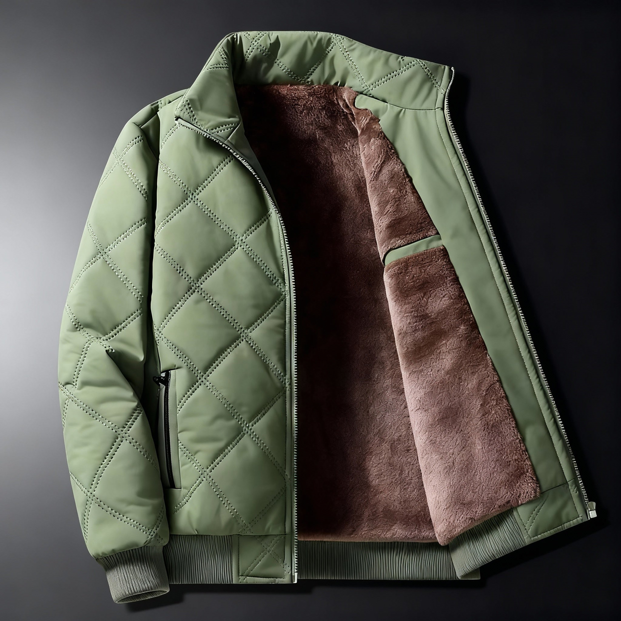 Men's Winter Jacket with Fleece Lining and Quilted Exterior