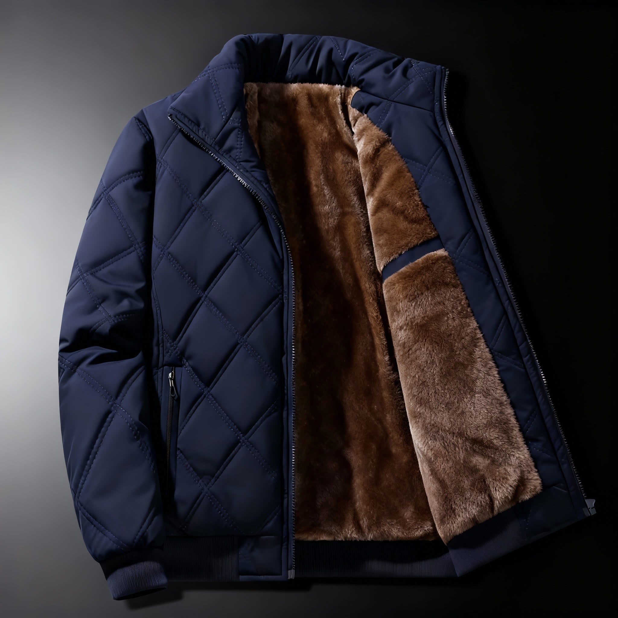 Men's Winter Jacket with Fleece Lining and Quilted Exterior