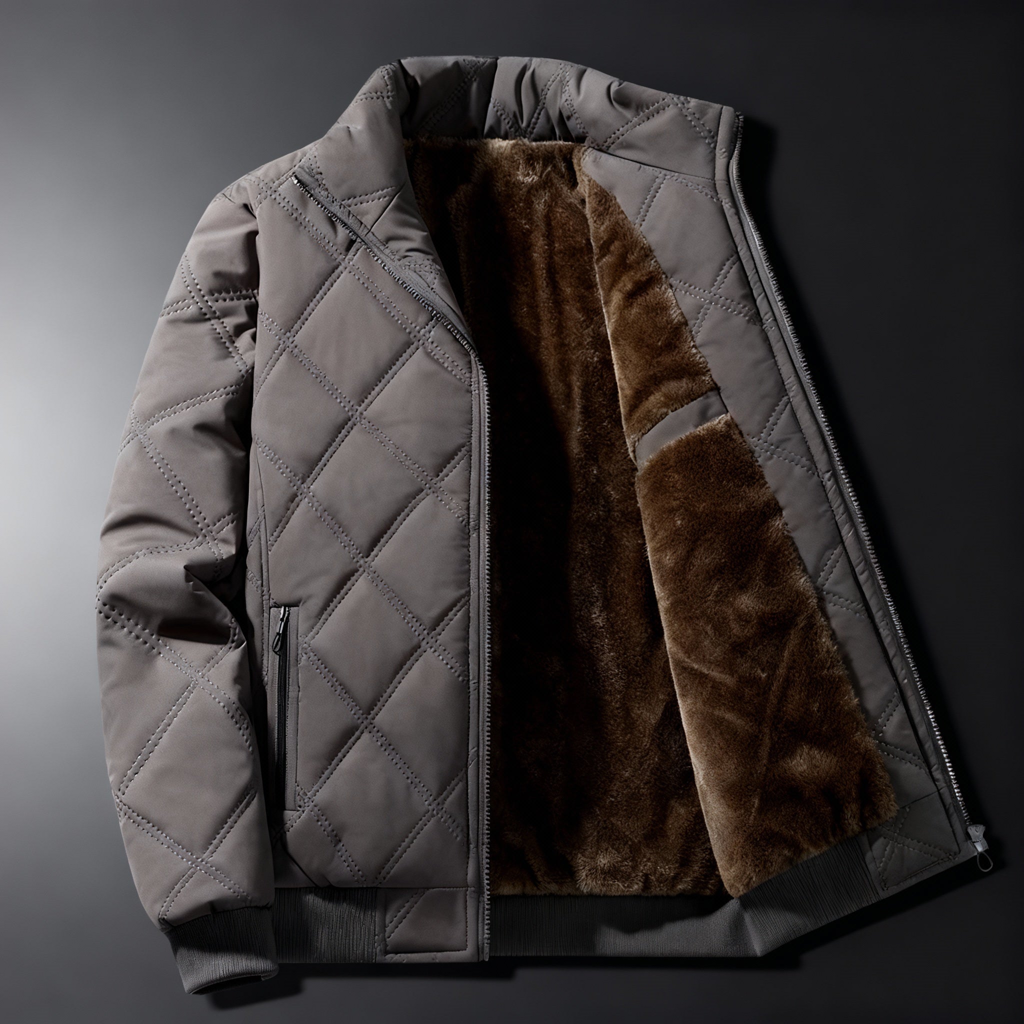 Men's Winter Jacket with Fleece Lining and Quilted Exterior