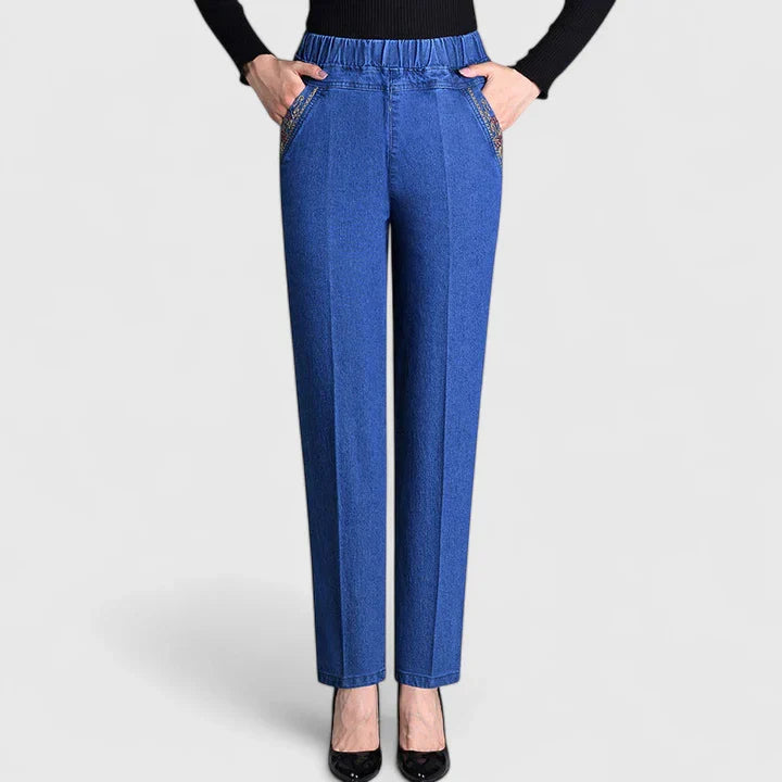 Women's Pants Elastic Waistband Side Pockets Casual Trousers