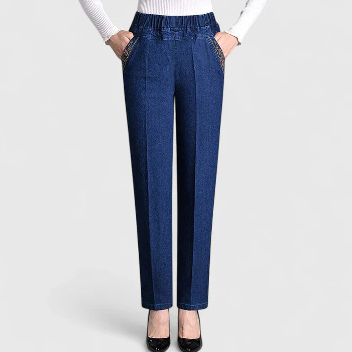 Women's Pants Elastic Waistband Side Pockets Casual Trousers