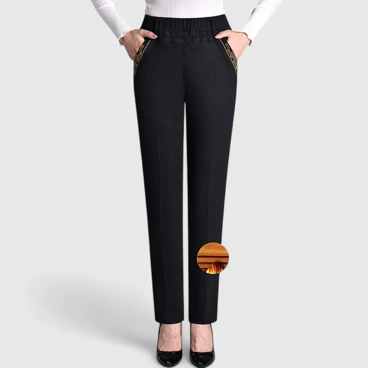 Women's Pants Elastic Waistband Side Pockets Casual Trousers
