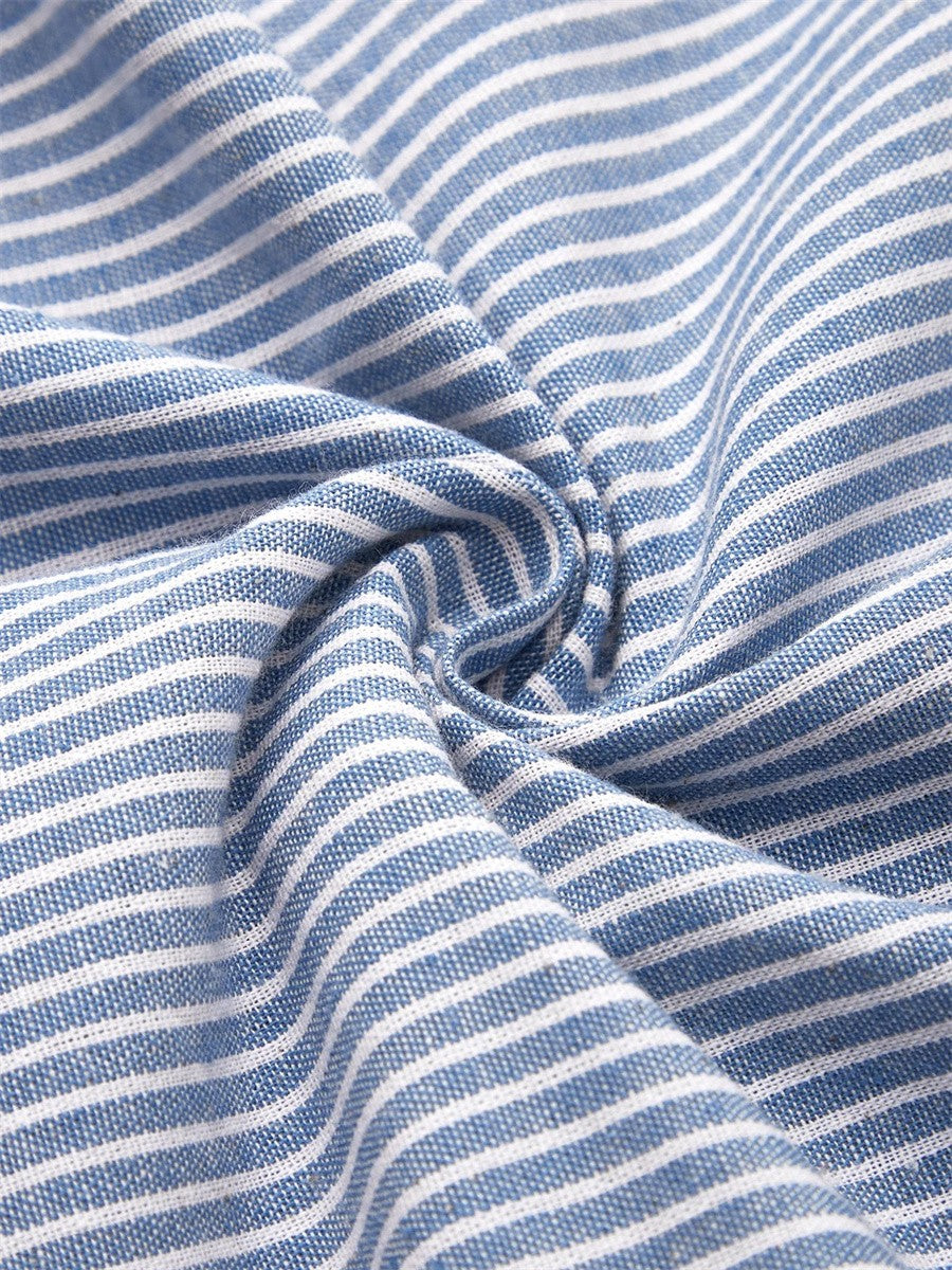Women's Midi Dress Striped Cotton Short Sleeve Casual