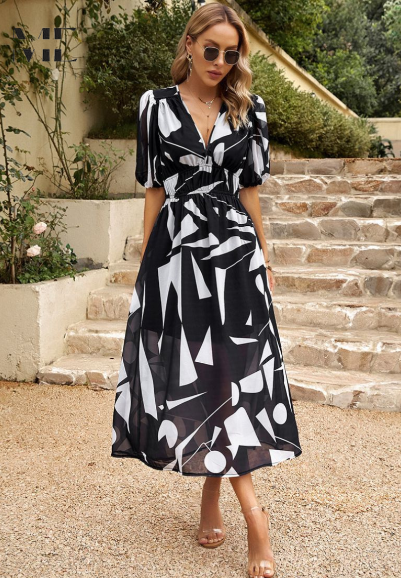 Women's Summer Dress Floral Print Lightweight Short Sleeve