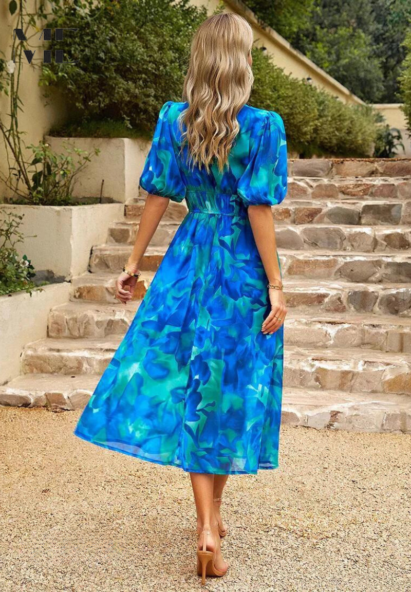 Women's Summer Dress Floral Print Lightweight Short Sleeve