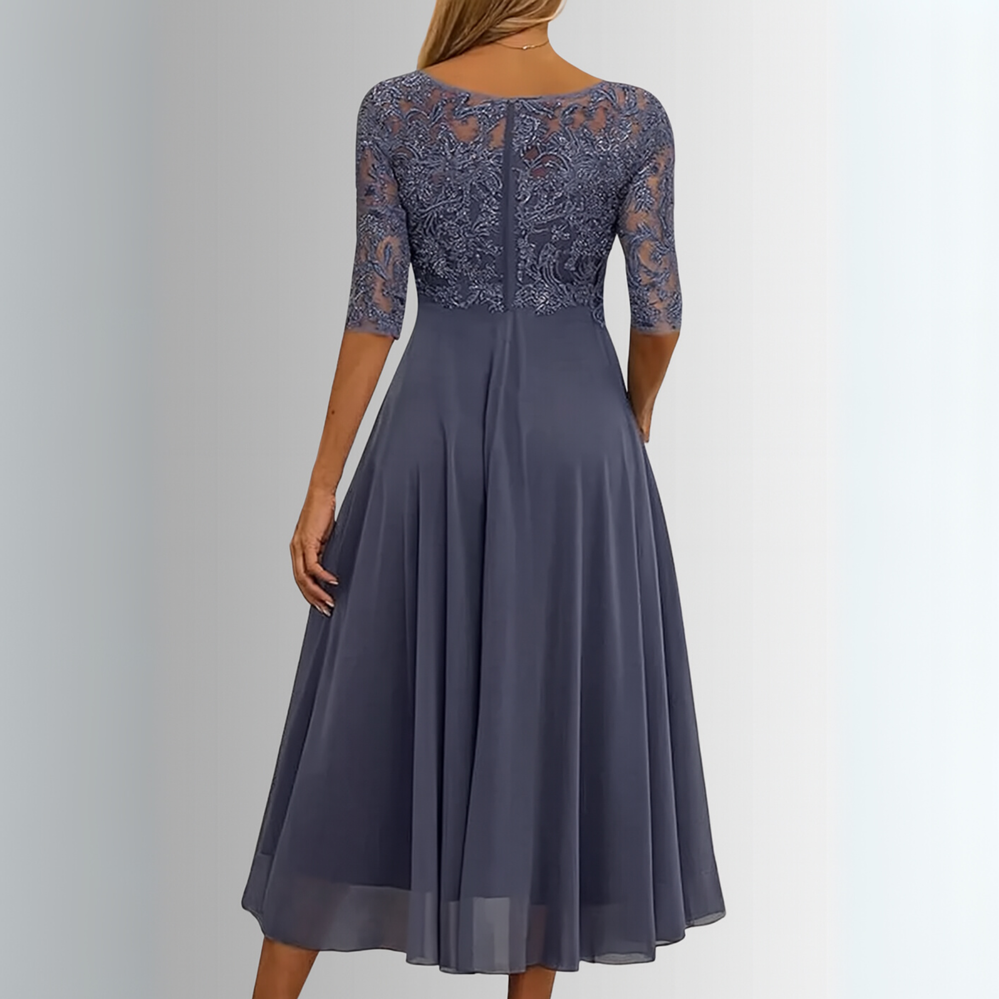 Women's Lace Cocktail Dress Layered Skirt V-Neck Party Dress