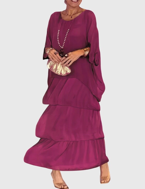 Women's Long Flowing Dress Lightweight Fabric V-Neck Casual