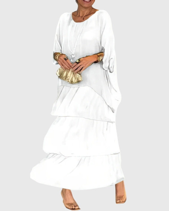 Women's Long Flowing Dress Lightweight Fabric V-Neck Casual