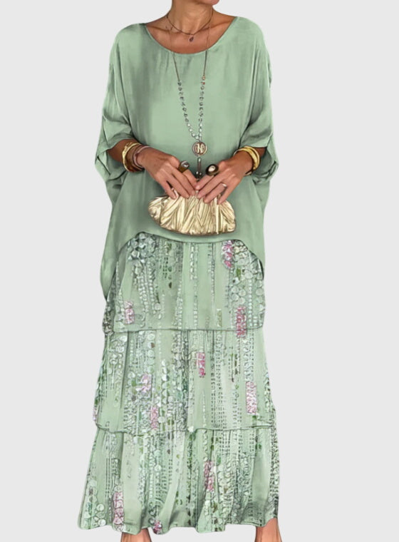 Women's Long Flowing Dress Lightweight Fabric V-Neck Casual