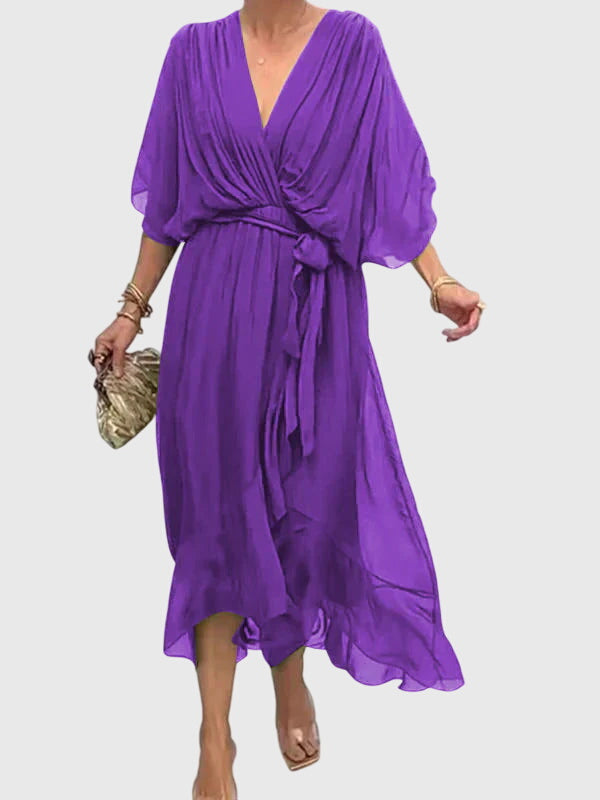 Women's Summer Dress V-Neck Lightweight Fabric Casual