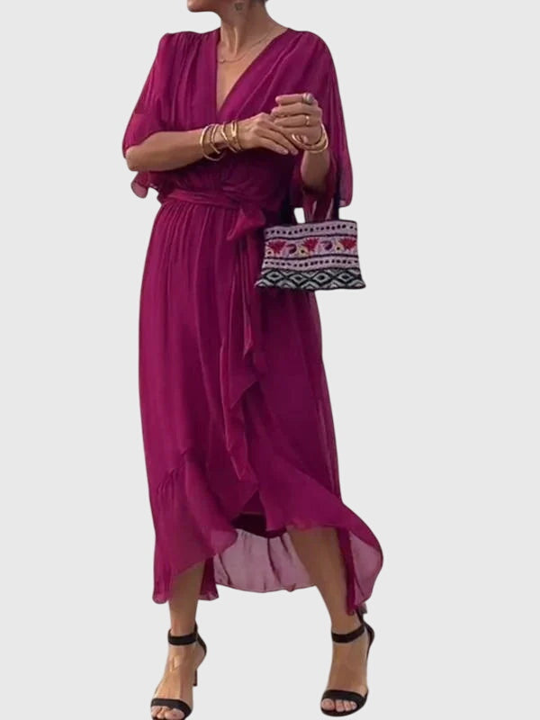 Women's Summer Dress V-Neck Lightweight Fabric Casual