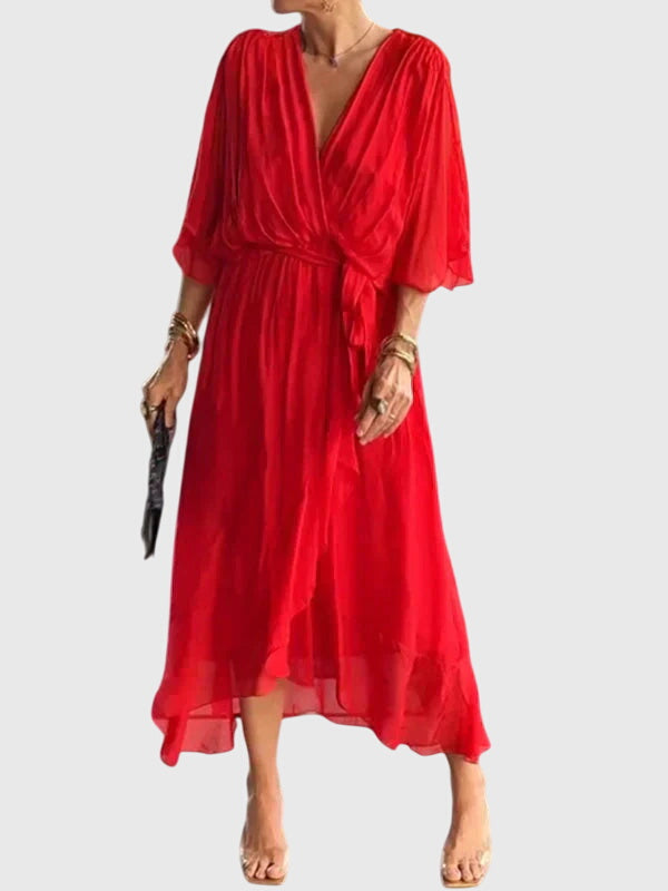 Women's Summer Dress V-Neck Lightweight Fabric Casual