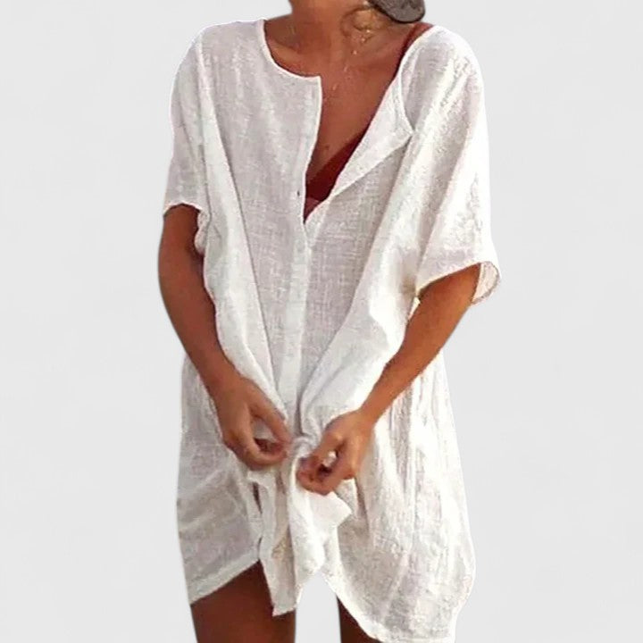 Women's Tunic Summer Dress Lightweight V-Neck Casual