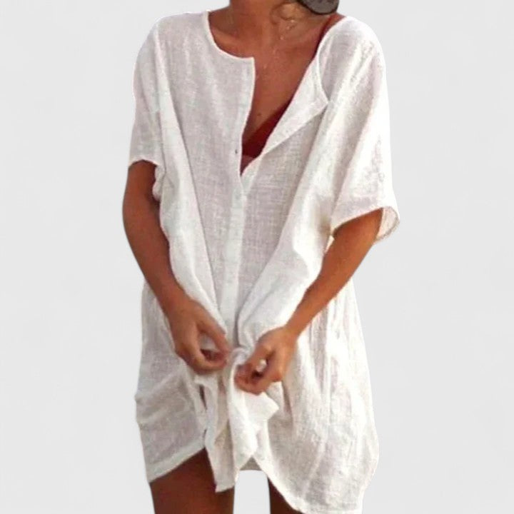 Women's Tunic Summer Dress Lightweight V-Neck Casual