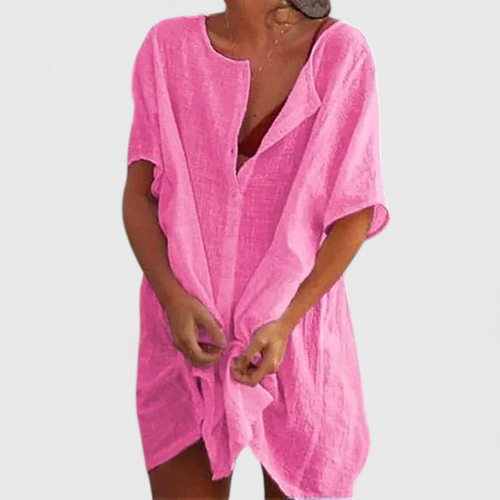 Women's Tunic Summer Dress Lightweight V-Neck Casual