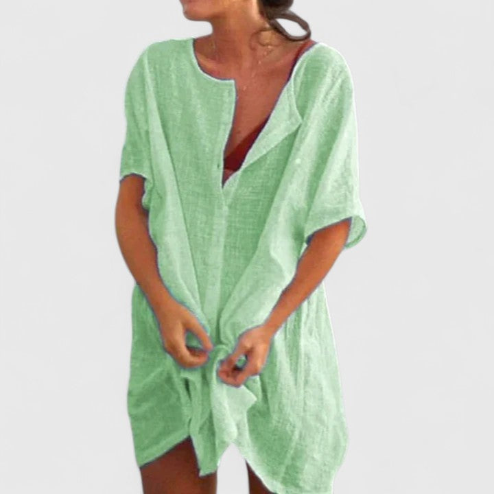 Women's Tunic Summer Dress Lightweight V-Neck Casual