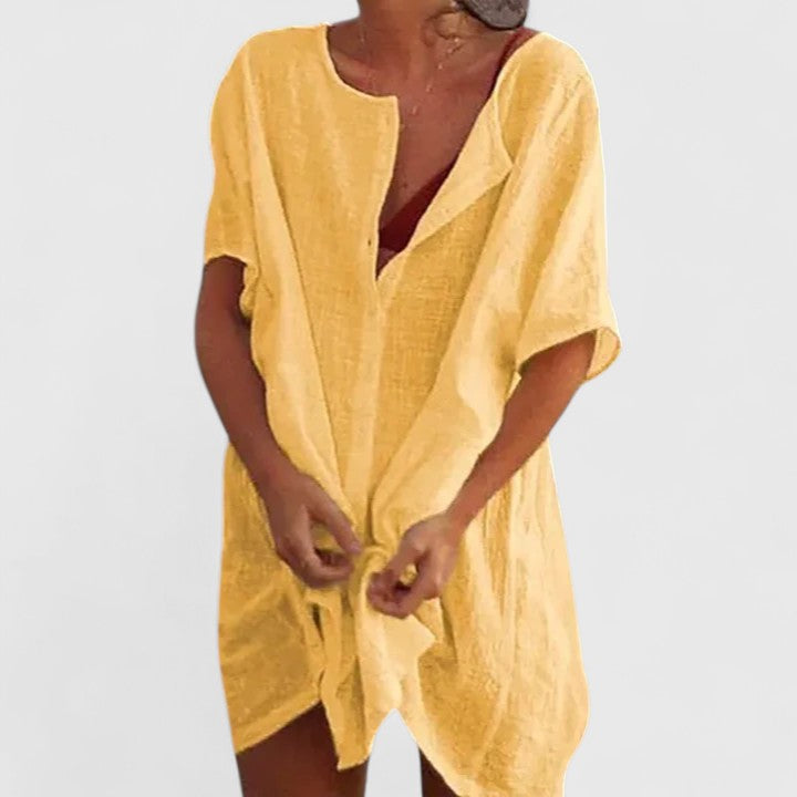 Women's Tunic Summer Dress Lightweight V-Neck Casual