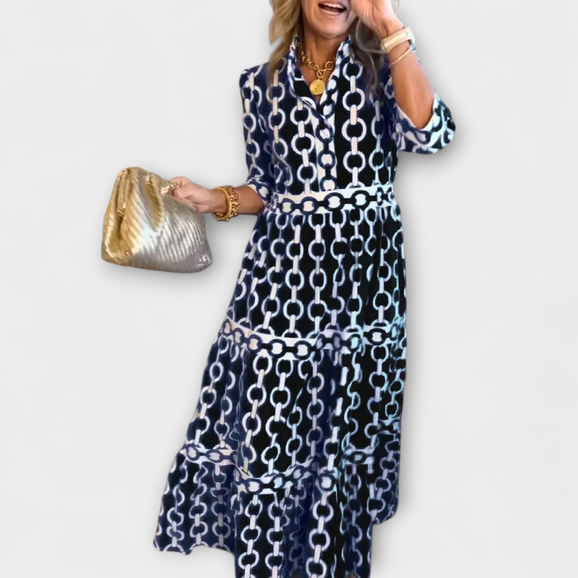 Women's Midi Dress Chain Pattern Casual