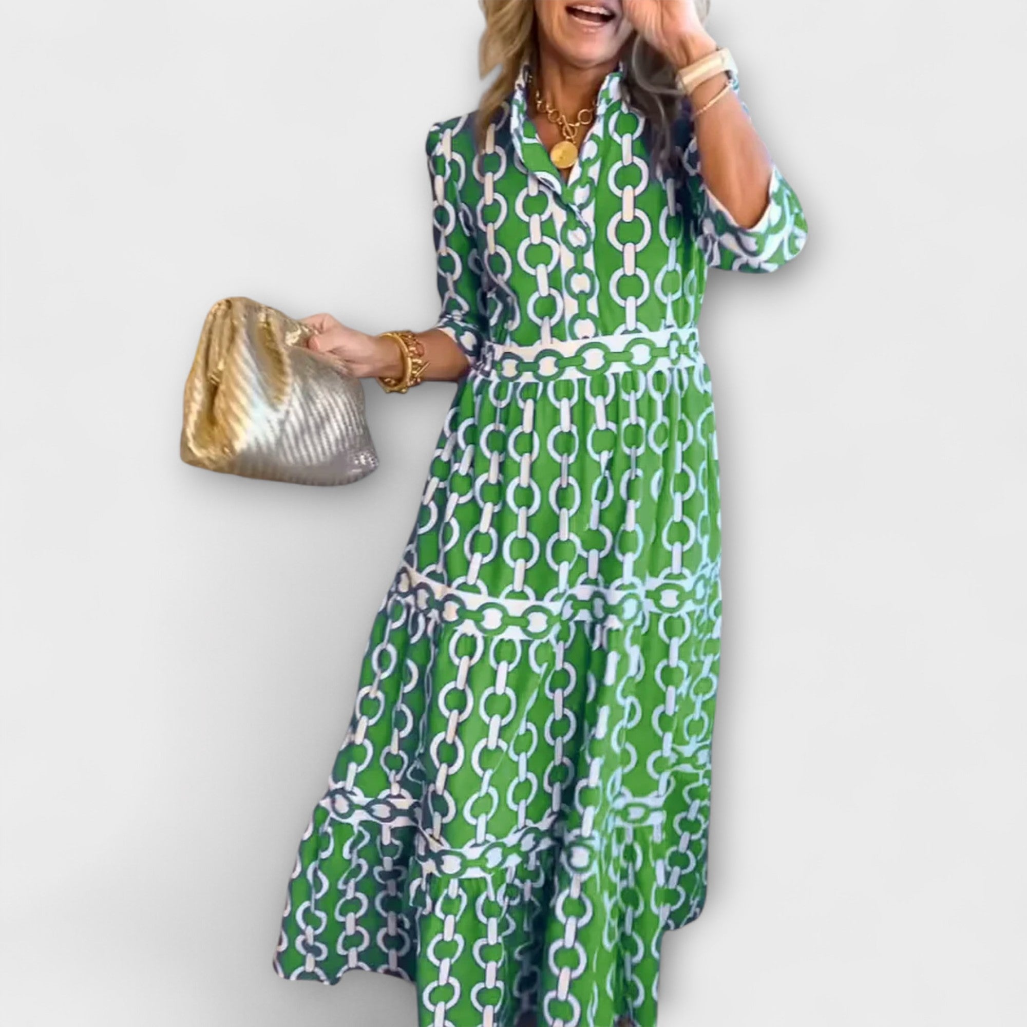 Women's Midi Dress Chain Pattern Casual