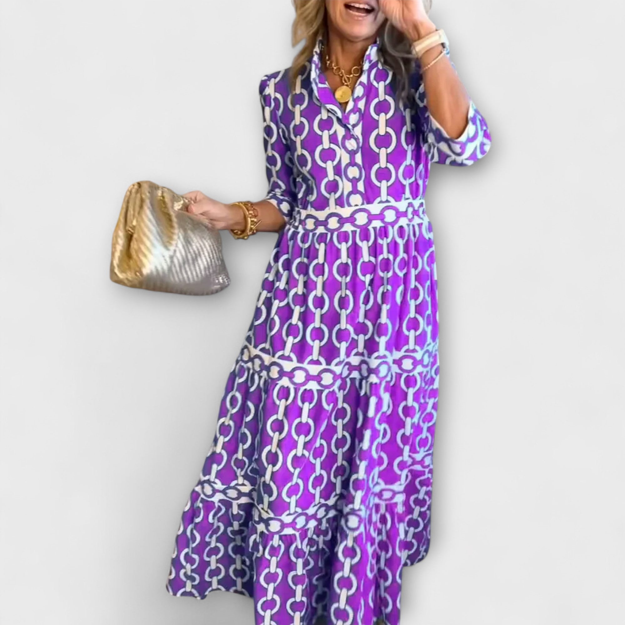 Women's Midi Dress Chain Pattern Casual