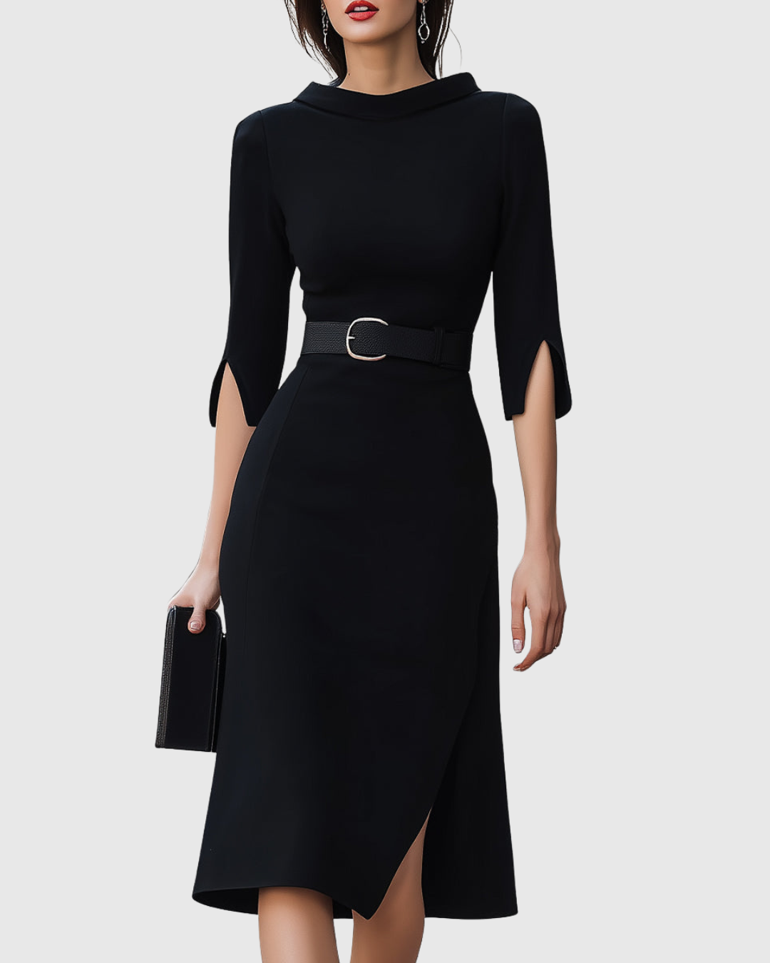 Women's Midi Dress Asymmetric Hem