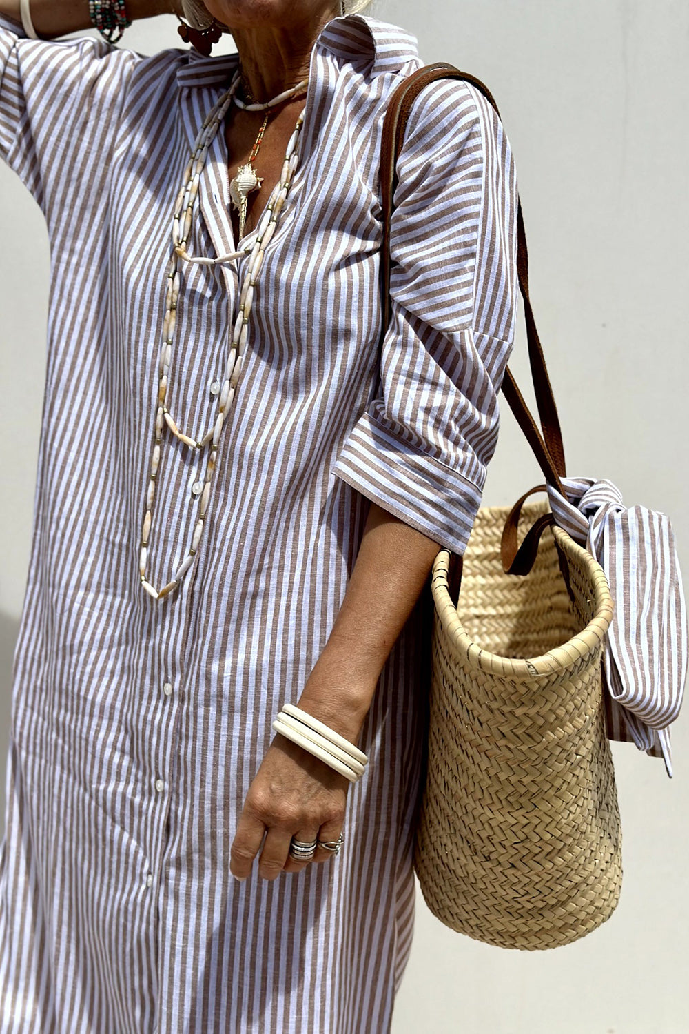 Women's Midi Dress Striped Polyester Short Sleeve Casual