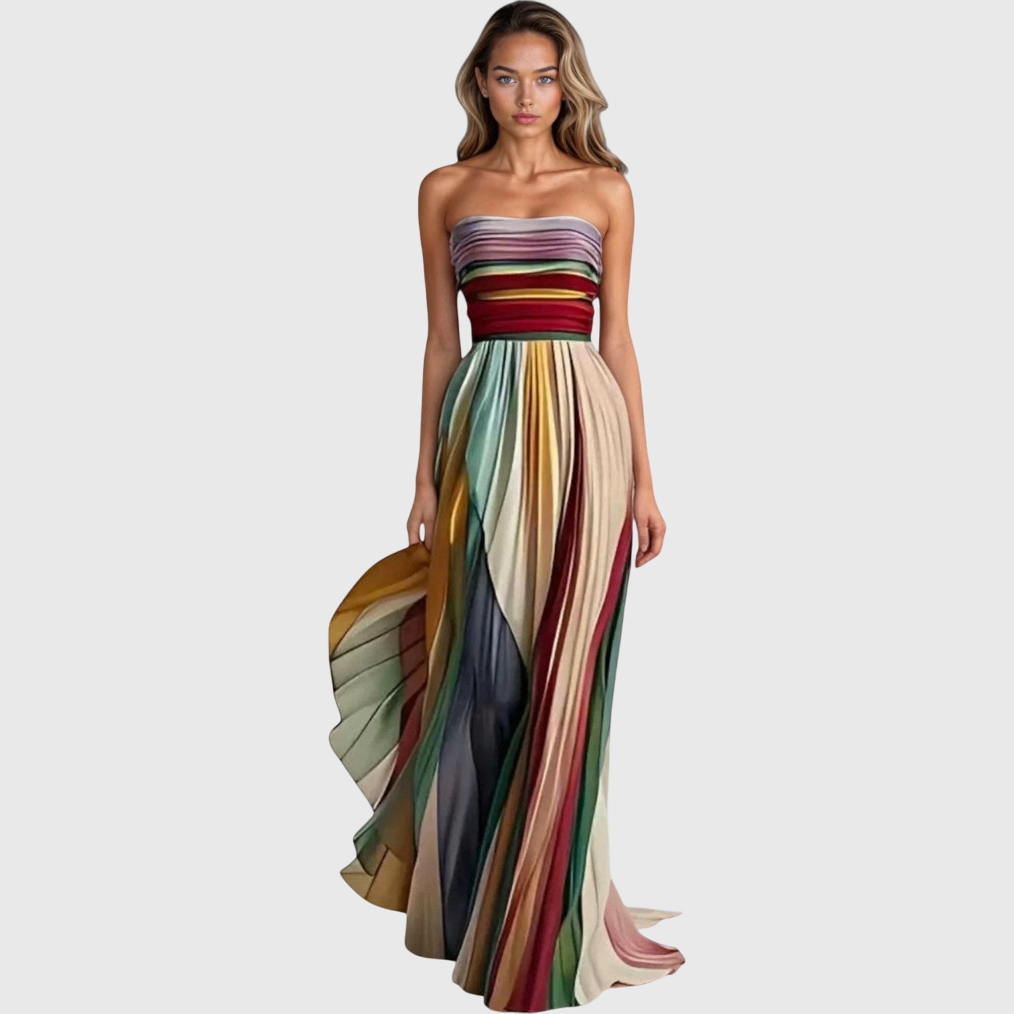 Women's Maxi Dress Loose Fit Handmade Long Sleeve V-Neck Casual