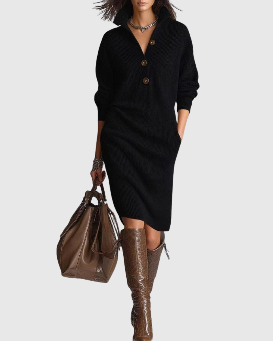Women's Midi Long Sleeve Dress | Wool, Casual