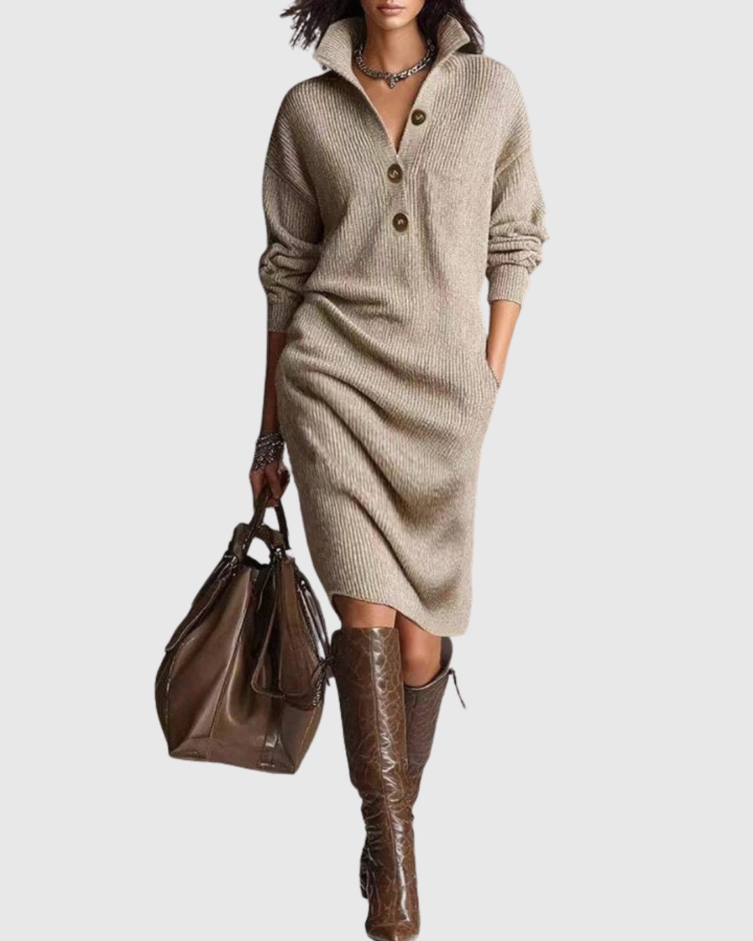 Women's Midi Long Sleeve Dress | Wool, Casual