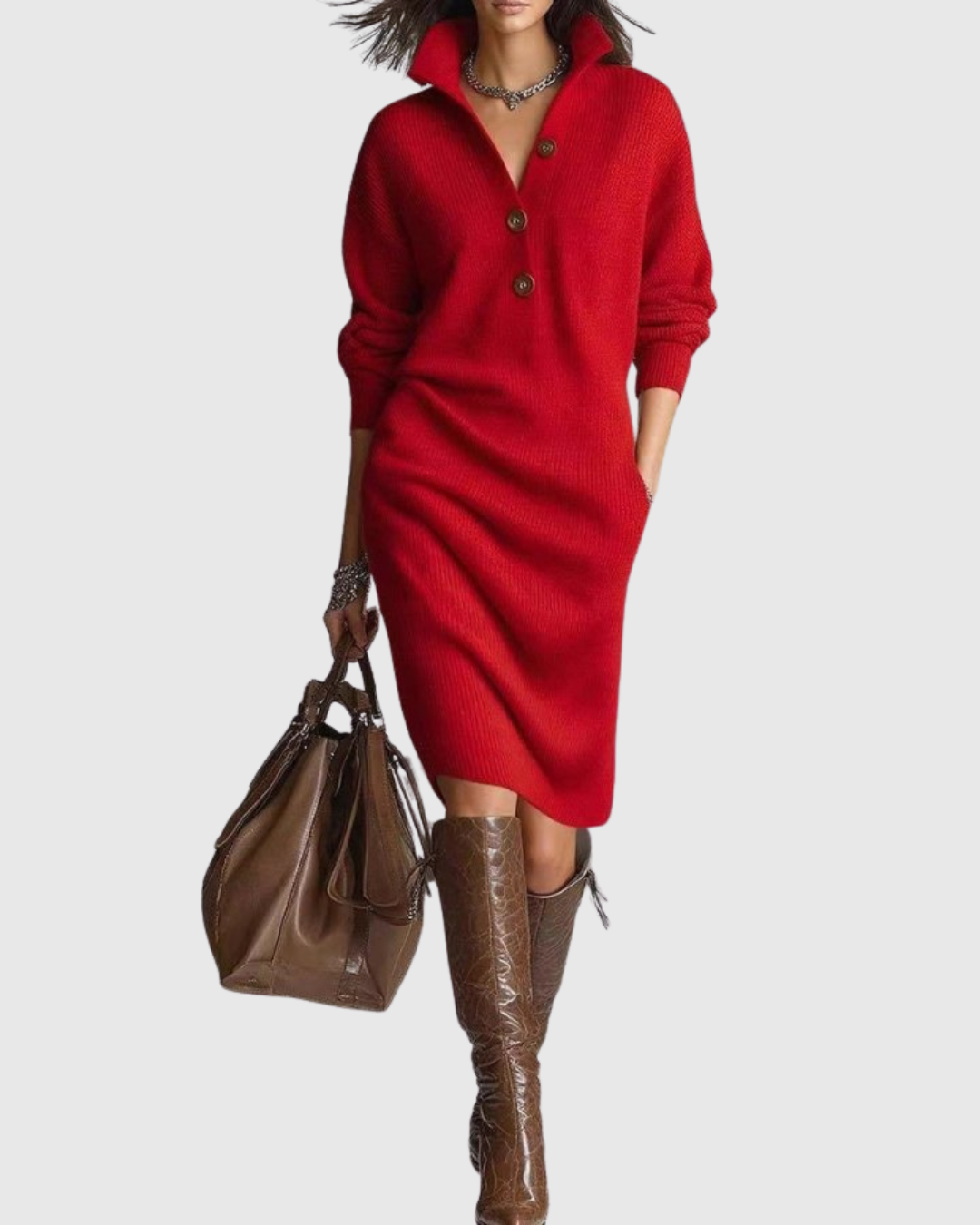 Women's Midi Long Sleeve Dress | Wool, Casual