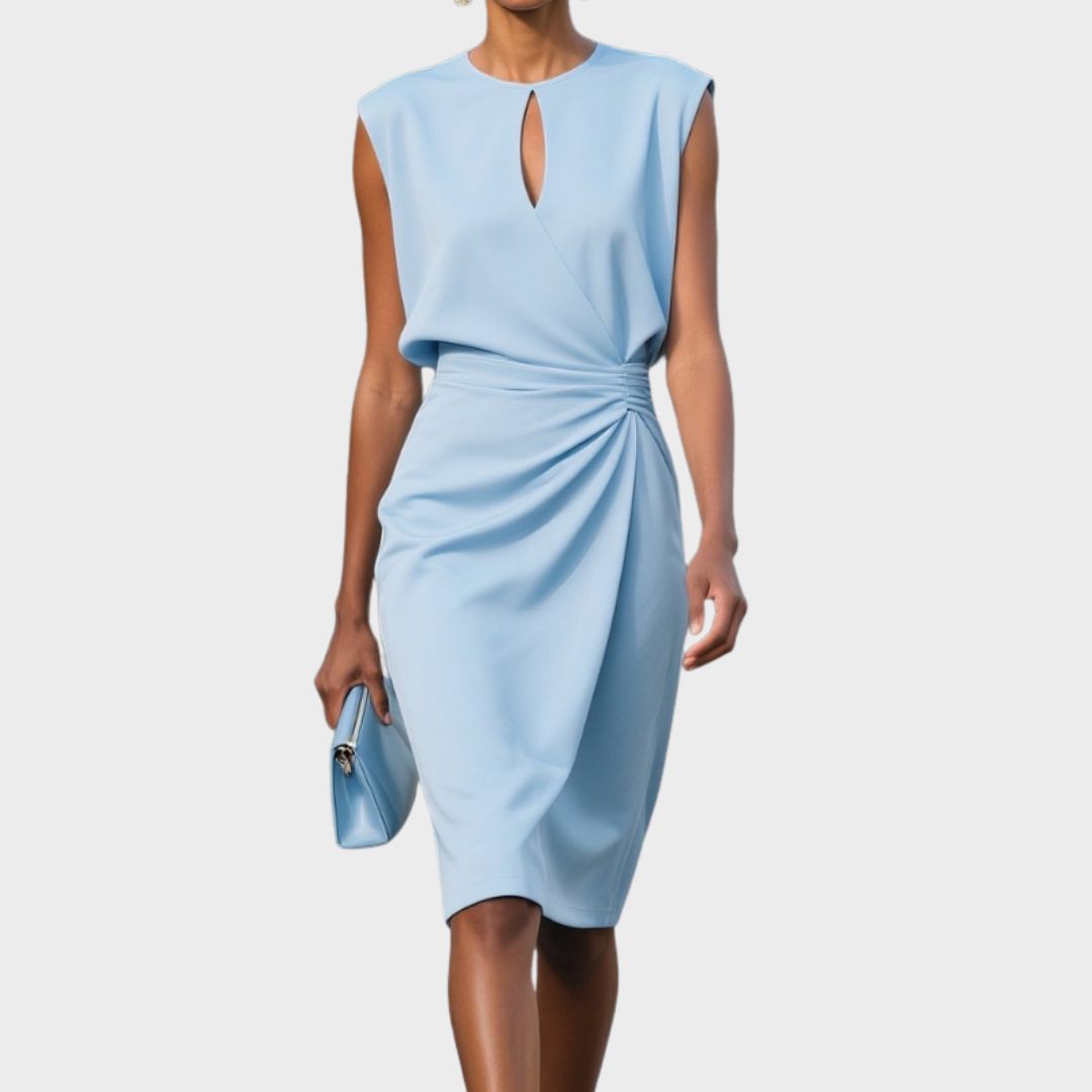 Women's Knee-Length Gathered Waist Dress | Short Sleeve | Casual Summer Dress