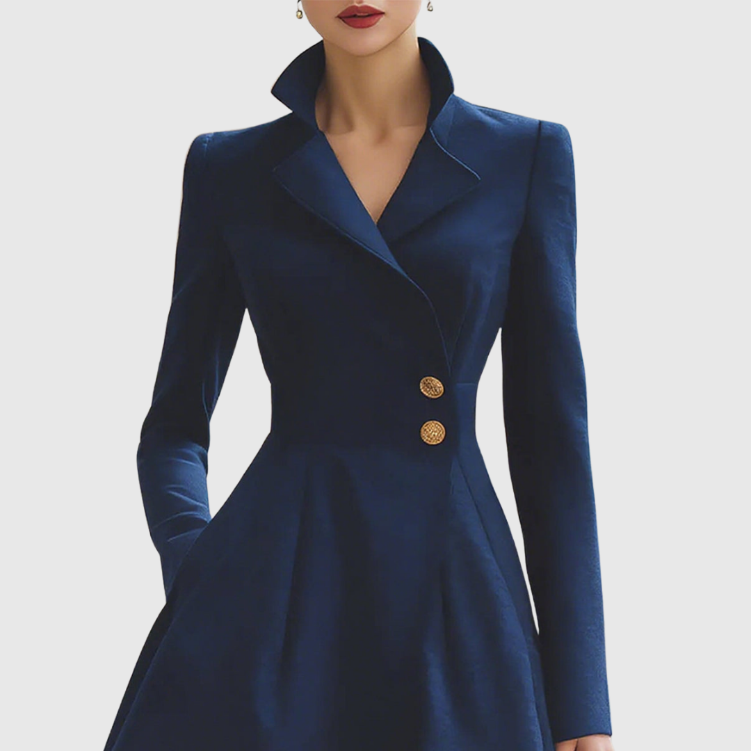 Women's A-Line Coat Dress Button Detail