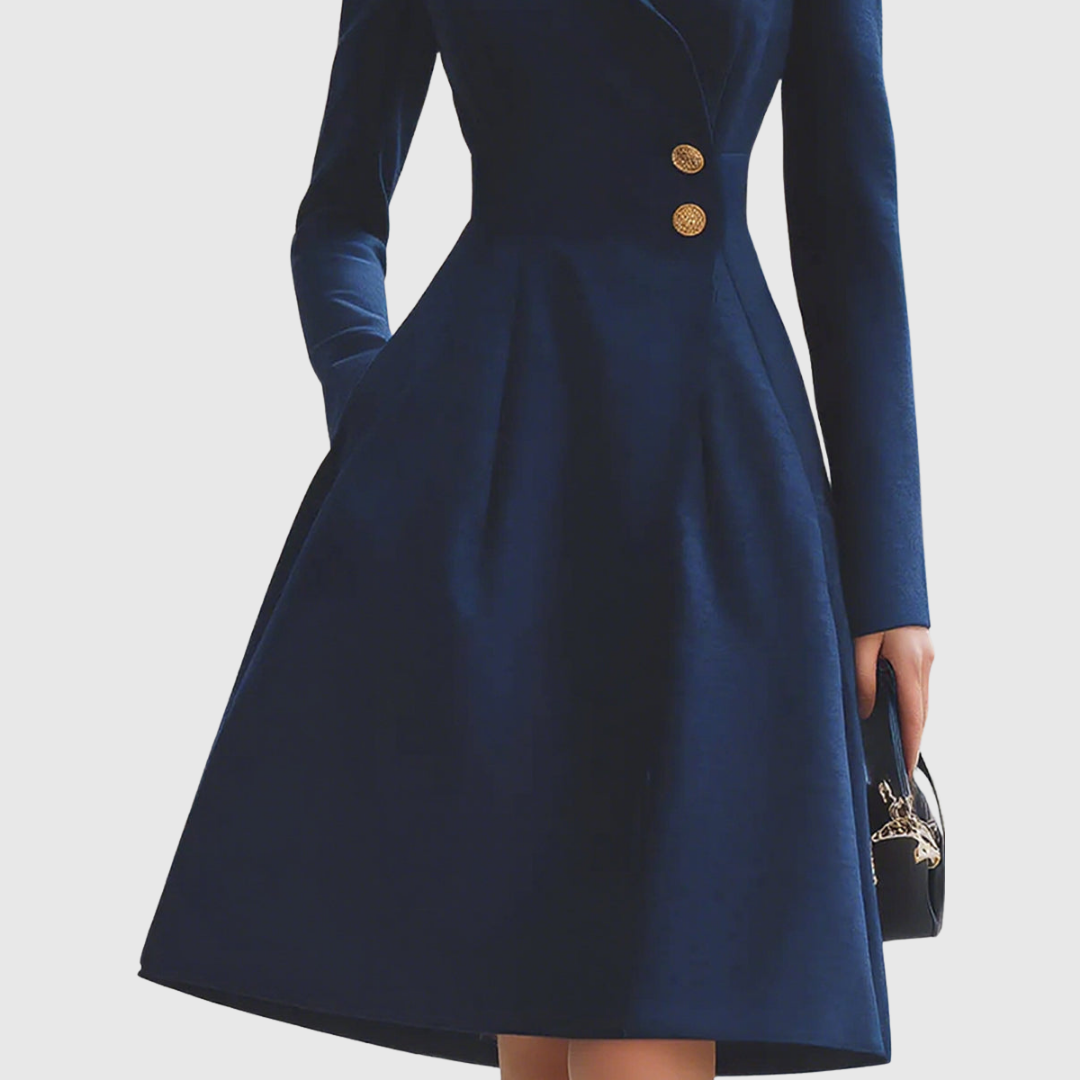 Women's A-Line Coat Dress Button Detail