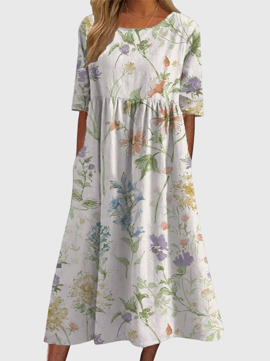 Women's Flowing Embroidered Dress | Short Sleeve | Casual Summer Dress