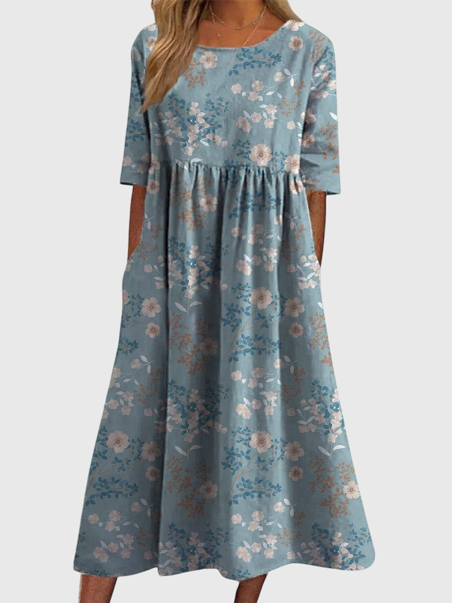 Women's Flowing Embroidered Dress | Short Sleeve | Casual Summer Dress
