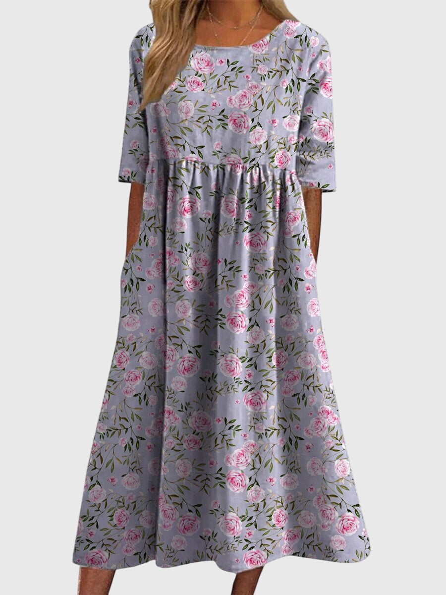 Women's Flowing Embroidered Dress | Short Sleeve | Casual Summer Dress