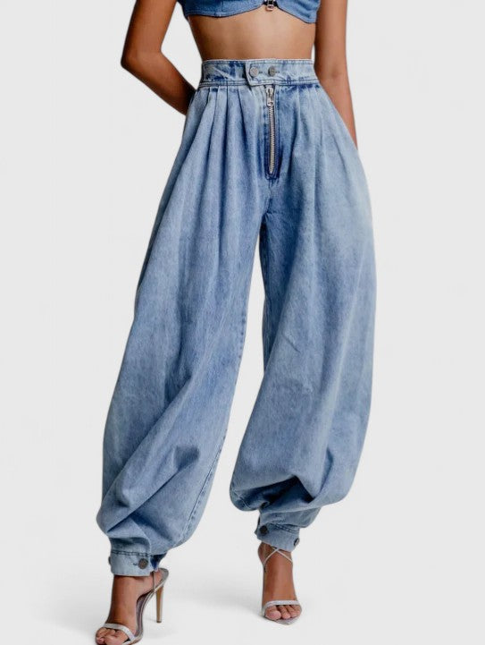 Women's High Waisted Wide Leg Jeans Relaxed Fit Cotton Casual