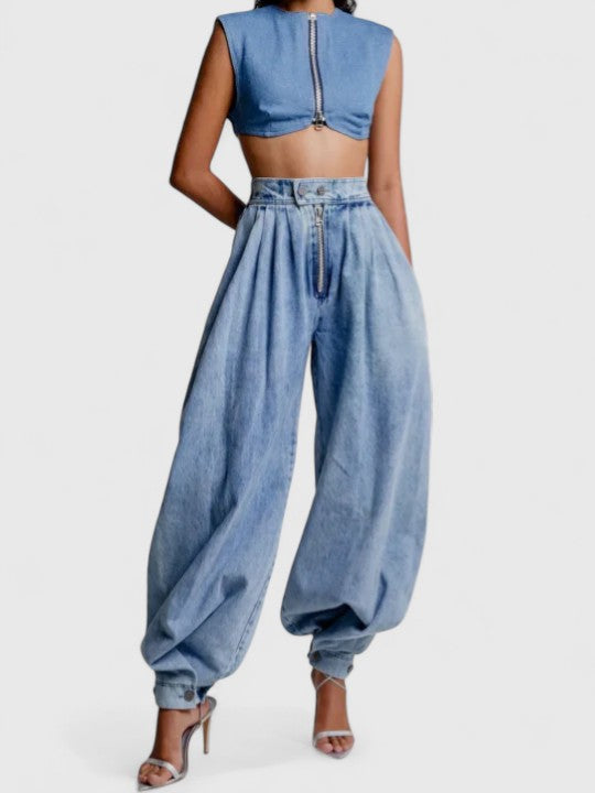 Women's High Waisted Wide Leg Jeans Relaxed Fit Cotton Casual