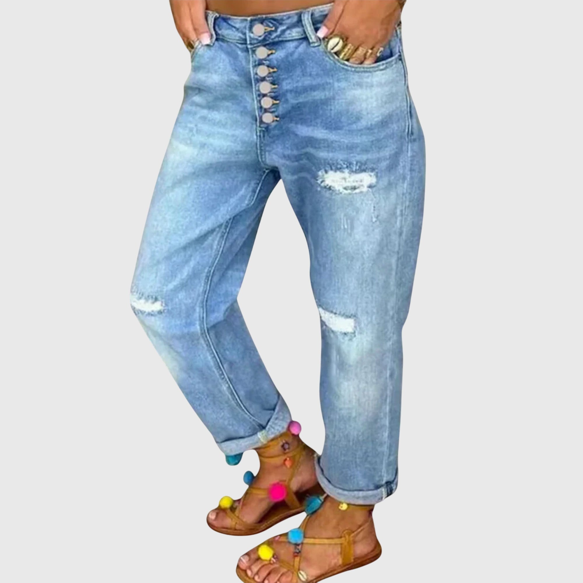 Women's Jeans Loose Fit Casual Style Cotton