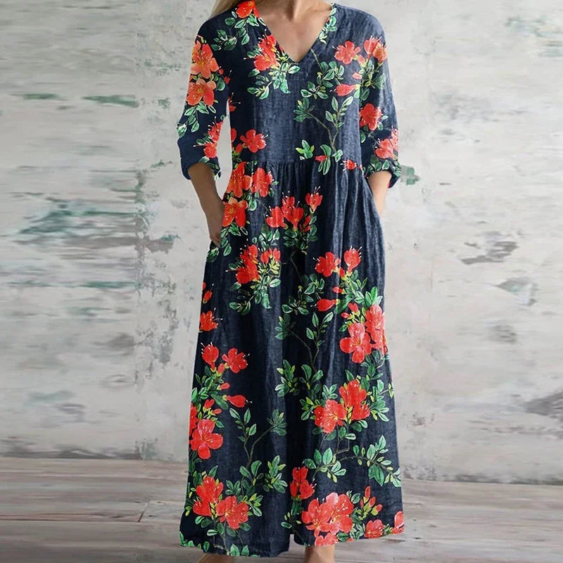 Women's Floral Maxi Dress Lightweight Cotton