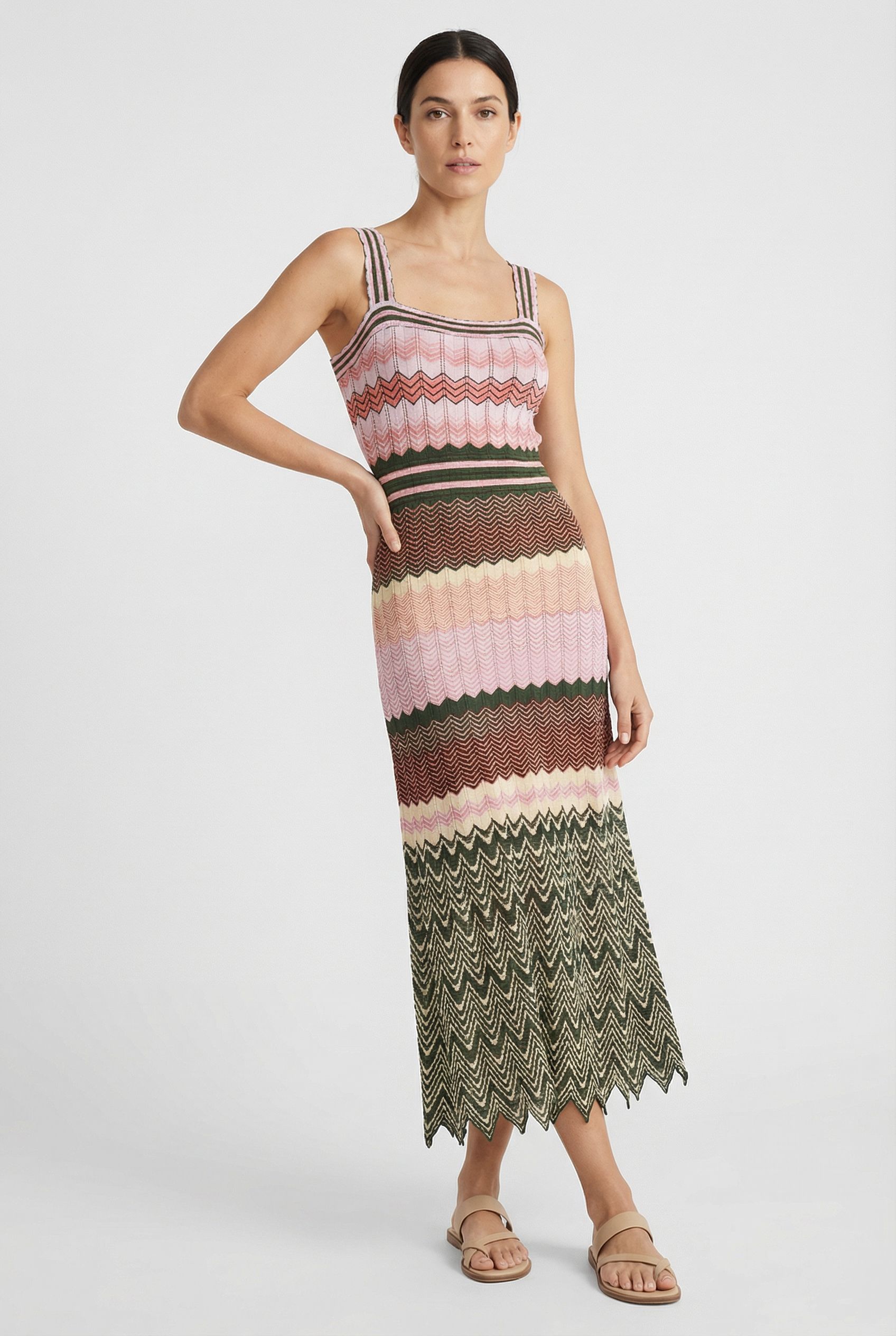 Women's Maxi Dress Sleeveless Zigzag Design High Elasticity