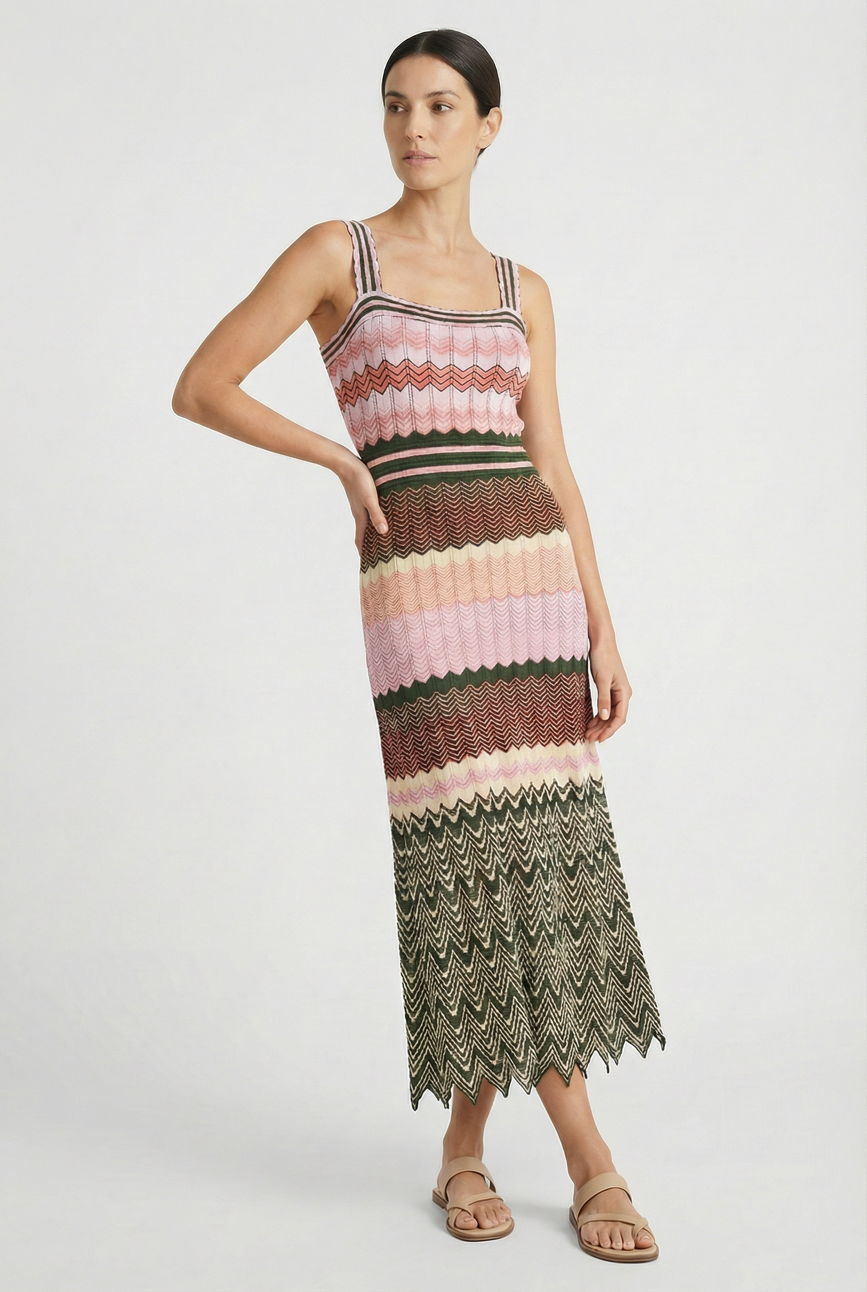 Women's Maxi Dress Sleeveless Zigzag Design High Elasticity