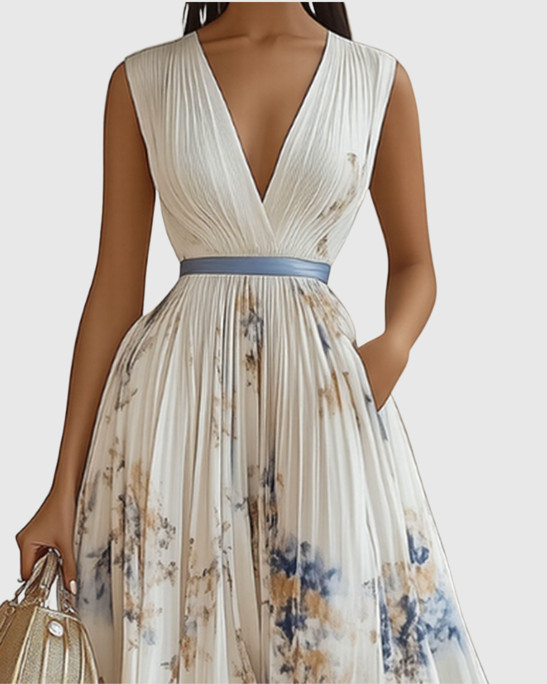 Women's Floral Maxi Dress V-Neck Long Sleeve